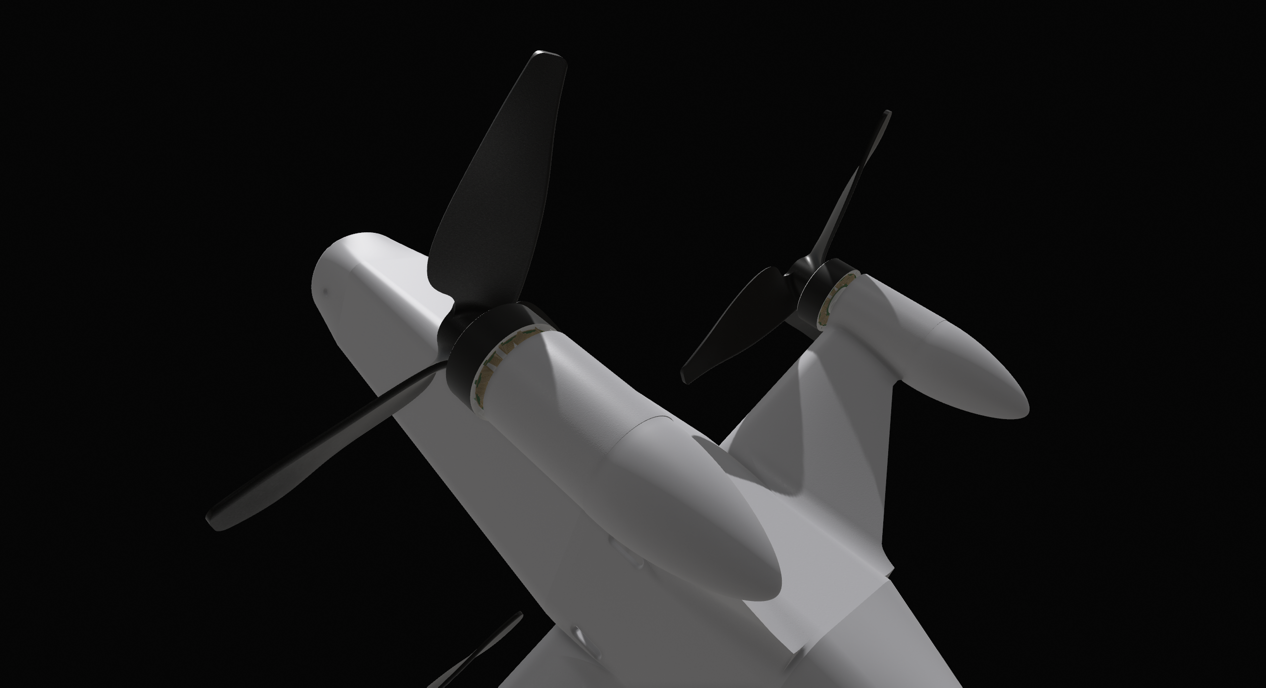 SERN FPV high-speed interceptor, close-up of propeller and nacelle